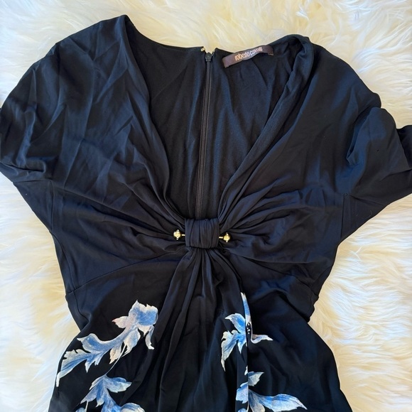 Vintage 2000s Roberto Cavalli Y2K floral print long sleeve dress jersey stretch - Picture 4 of 10